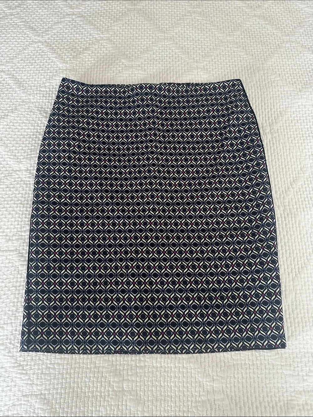 Adrianna Papell Navy Geometric Pencil Skirt Size 10 USA